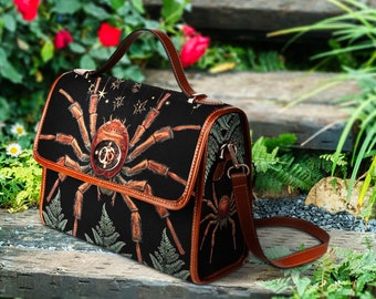 Cottagecore Tarantula Satchel Bag, Witchy Spider Hand Bag, Cottage Core Crossed Body Bag, Whimsigoth Spider Purse, Organized Witchcraft Bag