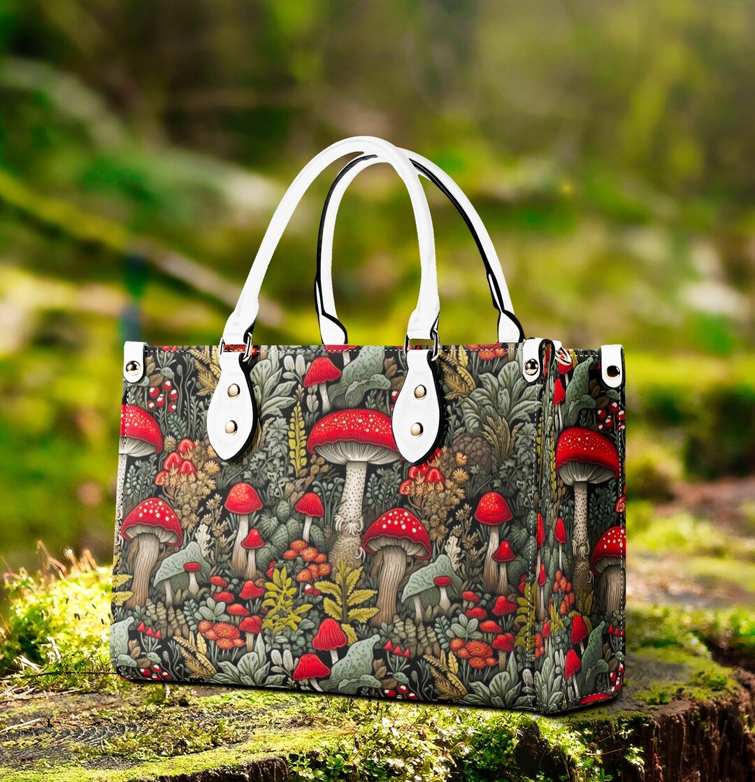 Cottagecore Mushroom Forest Tote Purse, Witchy Boxy Crossbody Bag, Organized Witchcraft Bag ...