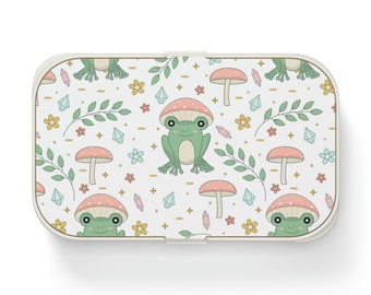 Cottagecore Aesthetic Lunch Box gift for her, Frog Lunchbox for Mushroom Lovers Gift, Frog and Mushroom Fairycore Lunchbox for her