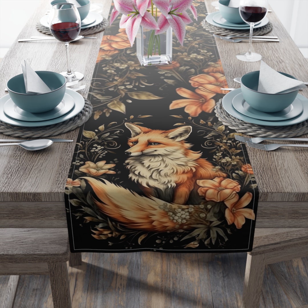 Cottagecore Botanical Fox Table Runner Witchy Kitchen Decor - Etsy