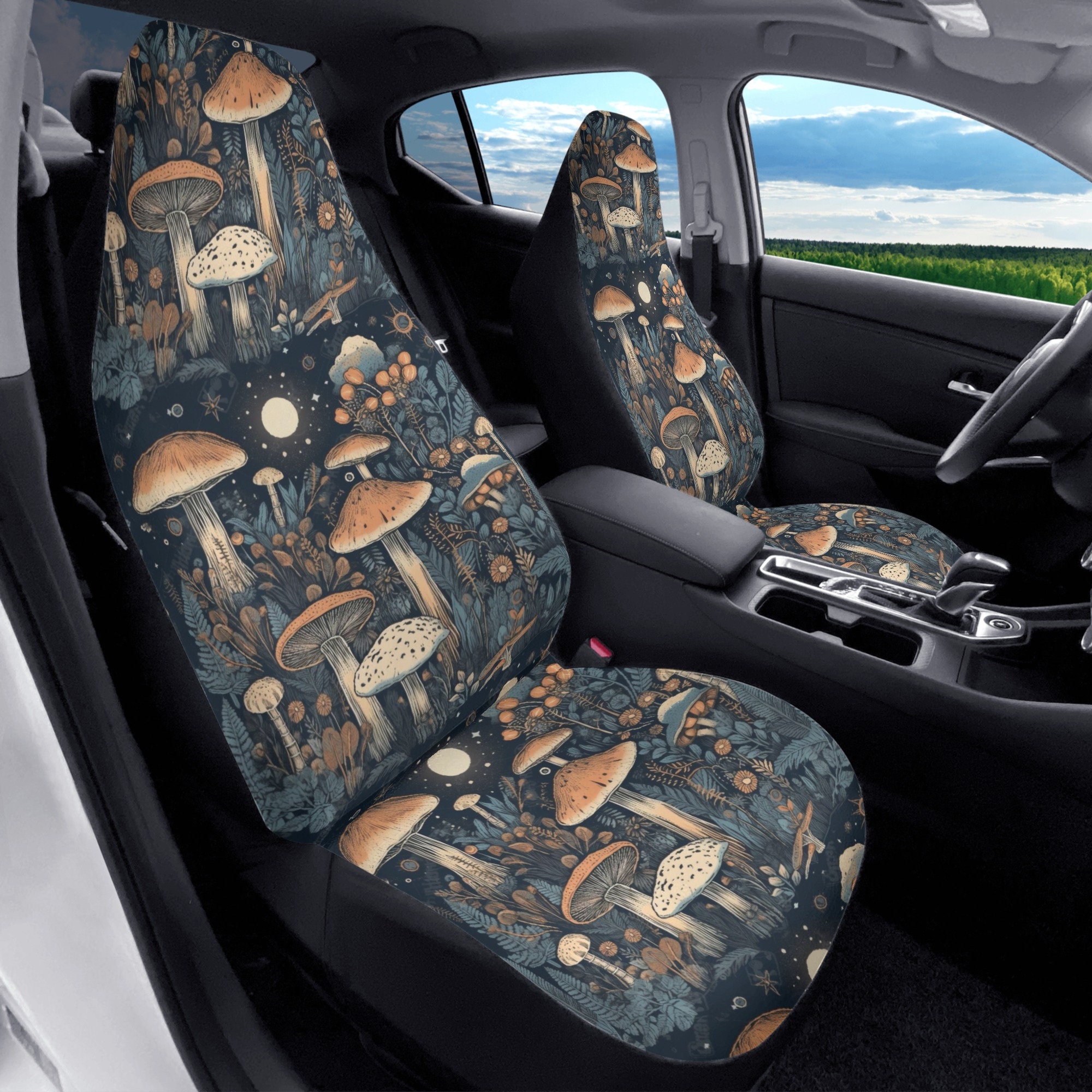 Boho Witchy Dark Cottagecore Car Seat Covers, Cute Magic Mushroom Forest Car  Seat Covers for Vehicle, Car Interior Decor, Car Accessories 