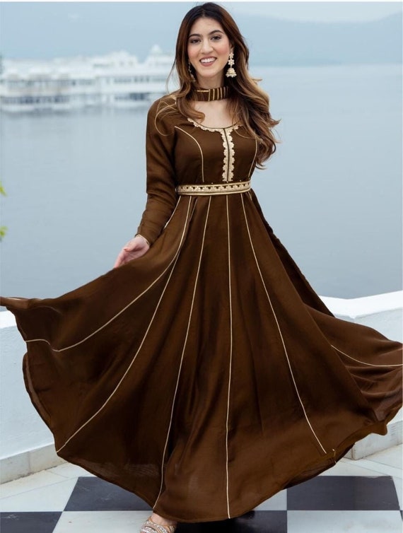 Elegant Dark Chocolate Formal Evening Dress EN125