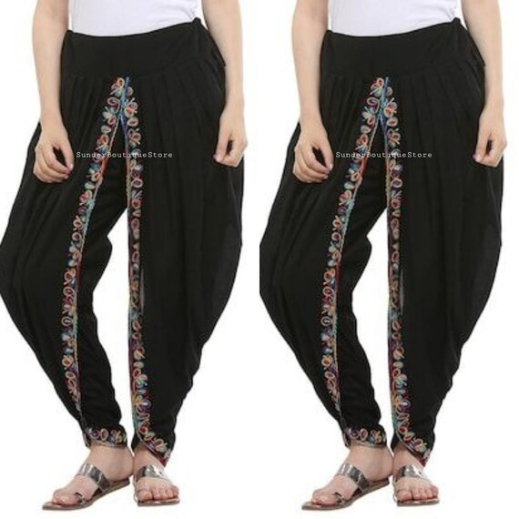 Block Printed Cotton Viscose Dhoti in Black Fancy Dhoti Pant Readymade  Piece - Etsy