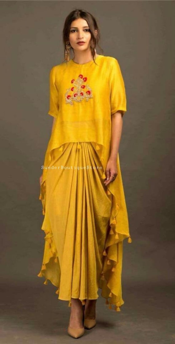 Dhoti salwar suit set - S / Yellow | Dhoti salwar suits, Salwar suits, Dhoti