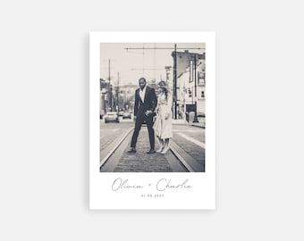 Invitación Foto minimalista en blanco y negro para guardar la fecha