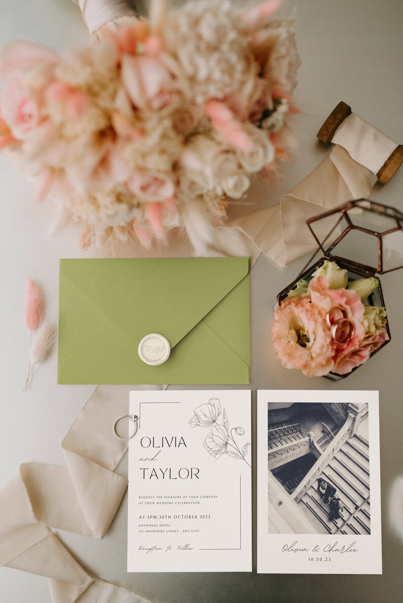 Fine Line Elegant Wedding Invitation - Etsy