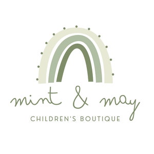 Editable Rainbow Boho boutique Logo, Canva template DIY colorful logo design branding fun mint business logo boutique Shopify Wordpress