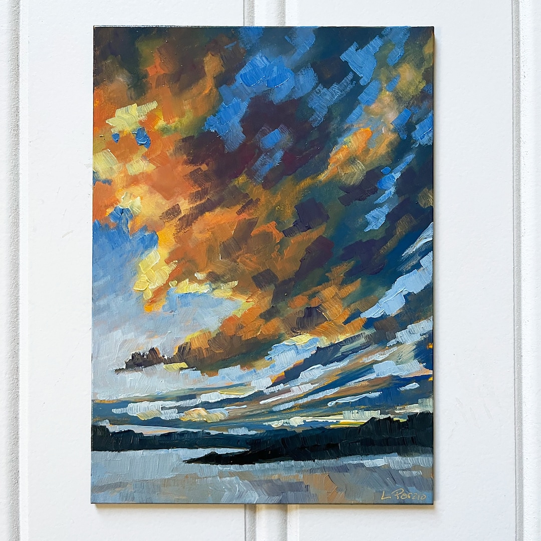 Original Oil Painting, Lake Sunset on Wood, 5x7 Landscape Art - Etsy