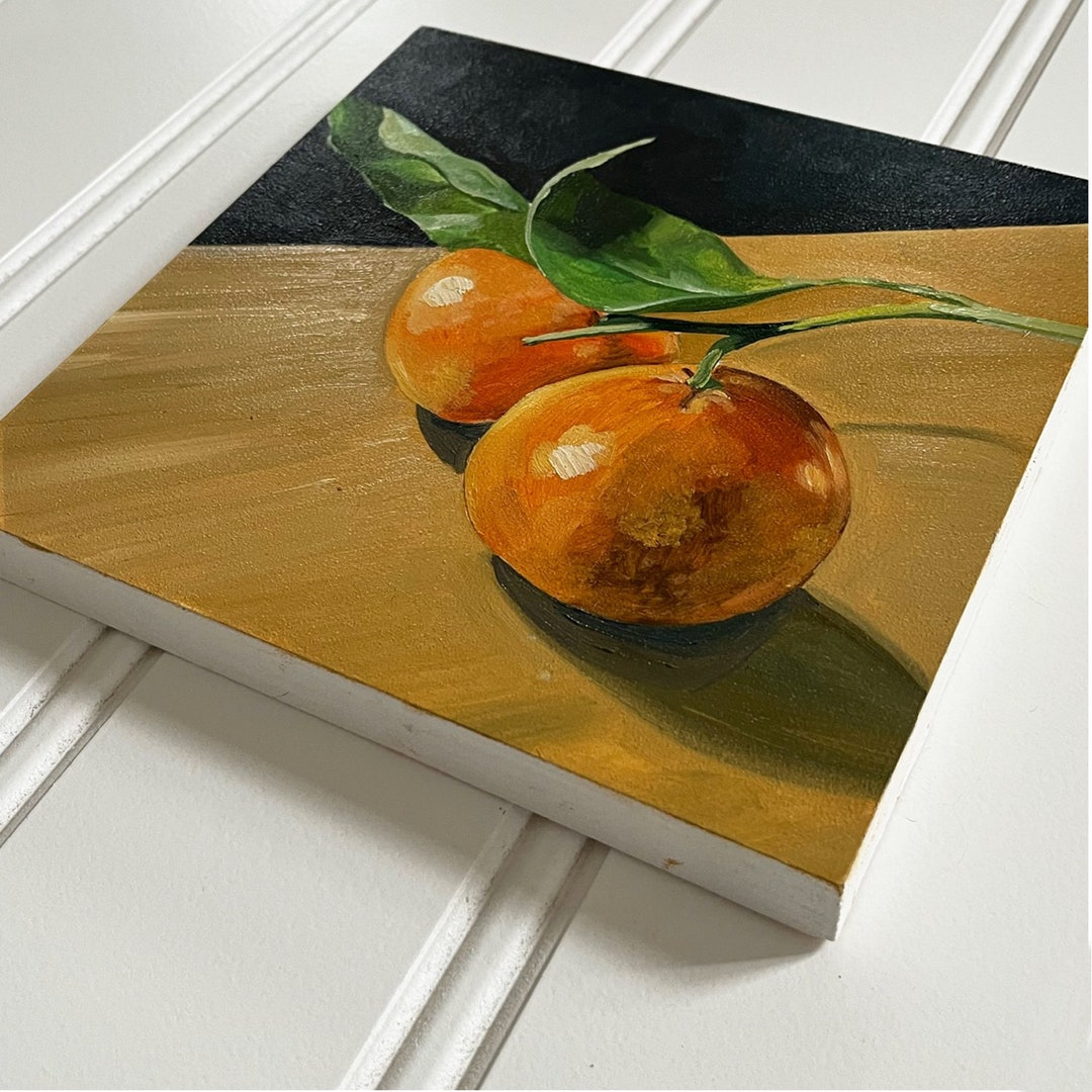 Orange Twins, Original Oil Painting- 8x8 Unframed - Etsy