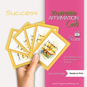 30 Affirmation cards for Success & E-book guide on using Affirmations, printable cards, positive affirmations, gift for her
