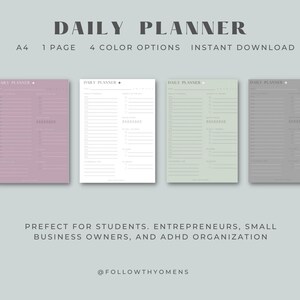 Printable Personal Daily Planner, Work From Home Planner, Productivity Planner, Instant Digital Download, ADHD planner