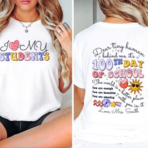 Teacher 100th Day of School Shirt, Dear Tiny Human Behind Me Teacher Shirt, 100 Days of School Shirts, Gift for Teacher, Teacher Life Shirt