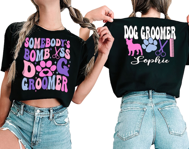 Dog Groomer Groovy Shirt Funny Somebody's Bomb Ass Dog Grooming Shirts
