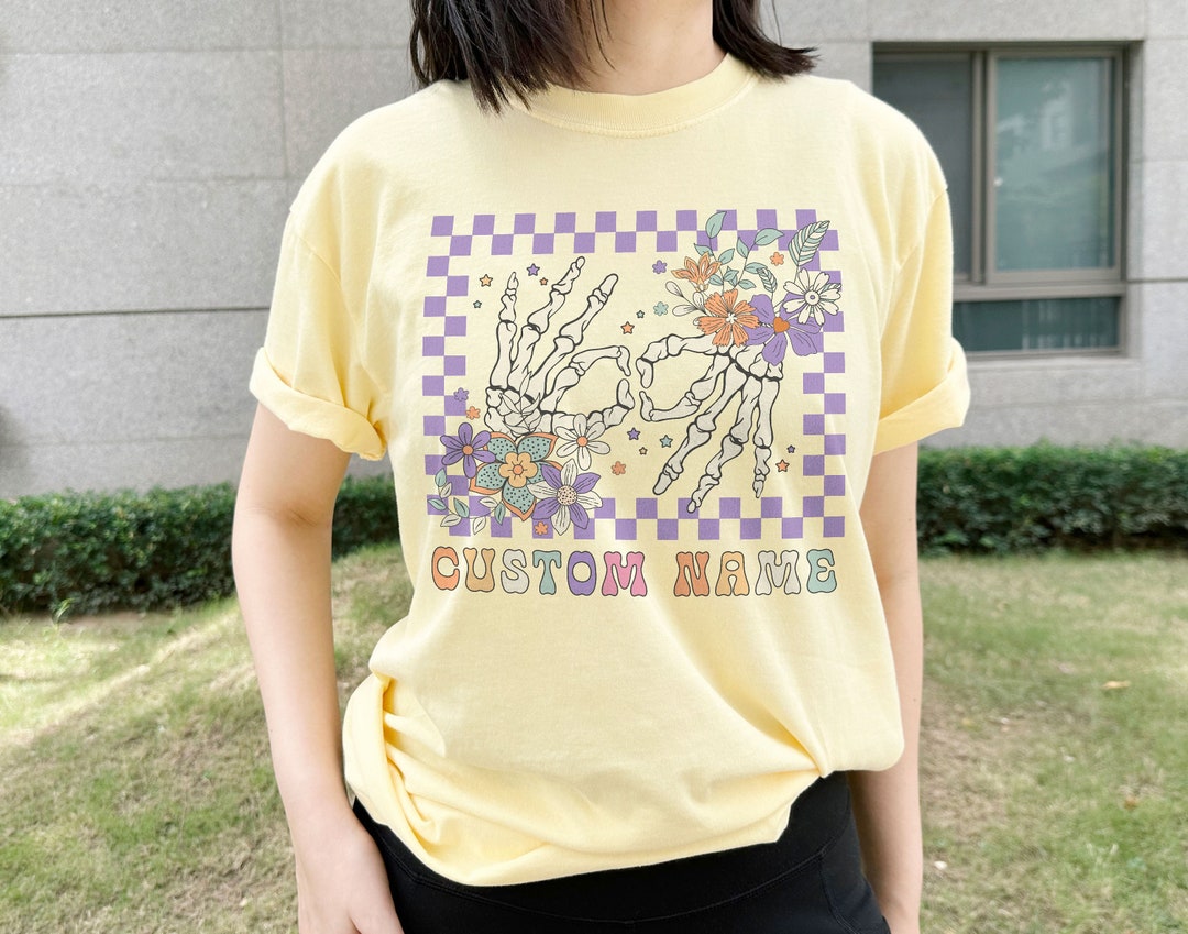 Custom ASL Interpreter Shirt, Checkered Skeleton Hand ASL Shirt ...