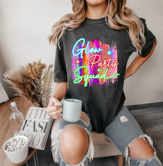 Glow Party Birthday Boy Shirt Party Gift Neon Retro Tee Glow Party Birthday Boy Shirt Party Gift Neon Retro Tee
