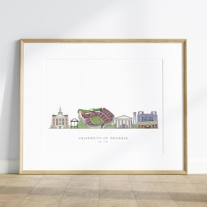 University of Georgia Print, Athens Georgia, Wall Art, Georgia Bulldogs, Sanford Stadium, Arch, College, Dorm Art, UGA