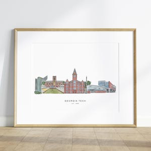 Georgia Tech Print, Atlanta, Georgia, Georgia Institute of Technology, Yellow Jackets, College, Wall Art, Tech Tower, Bobby Dodd Stadium