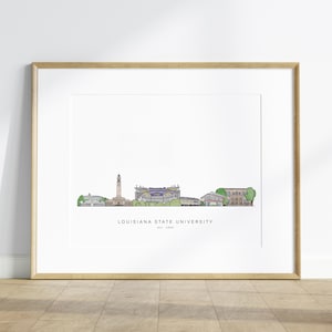 Louisiana State University Art Print, LSU Art, Louisiana State University Rolled Poster, College Wall Decor, Tiger Fan Gift, Dorm Room