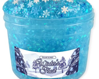 Winter Frost Crunchy Bingsu Slime With Snowflake Sprinkles And Wintry Scent