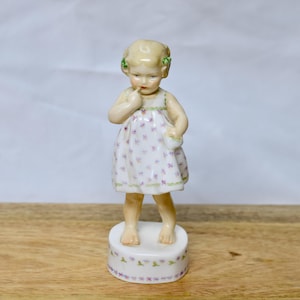 Vintage Royal Worcester Porcelain Figurine | Young Girl in Floral Dress | Figurine # 3226 | Only Me F.G. Doughty