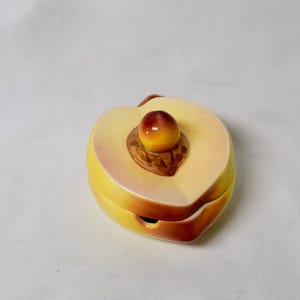 Vintage Peach Jam Jar with Lid | Ceramic Fruit Preserve Pot