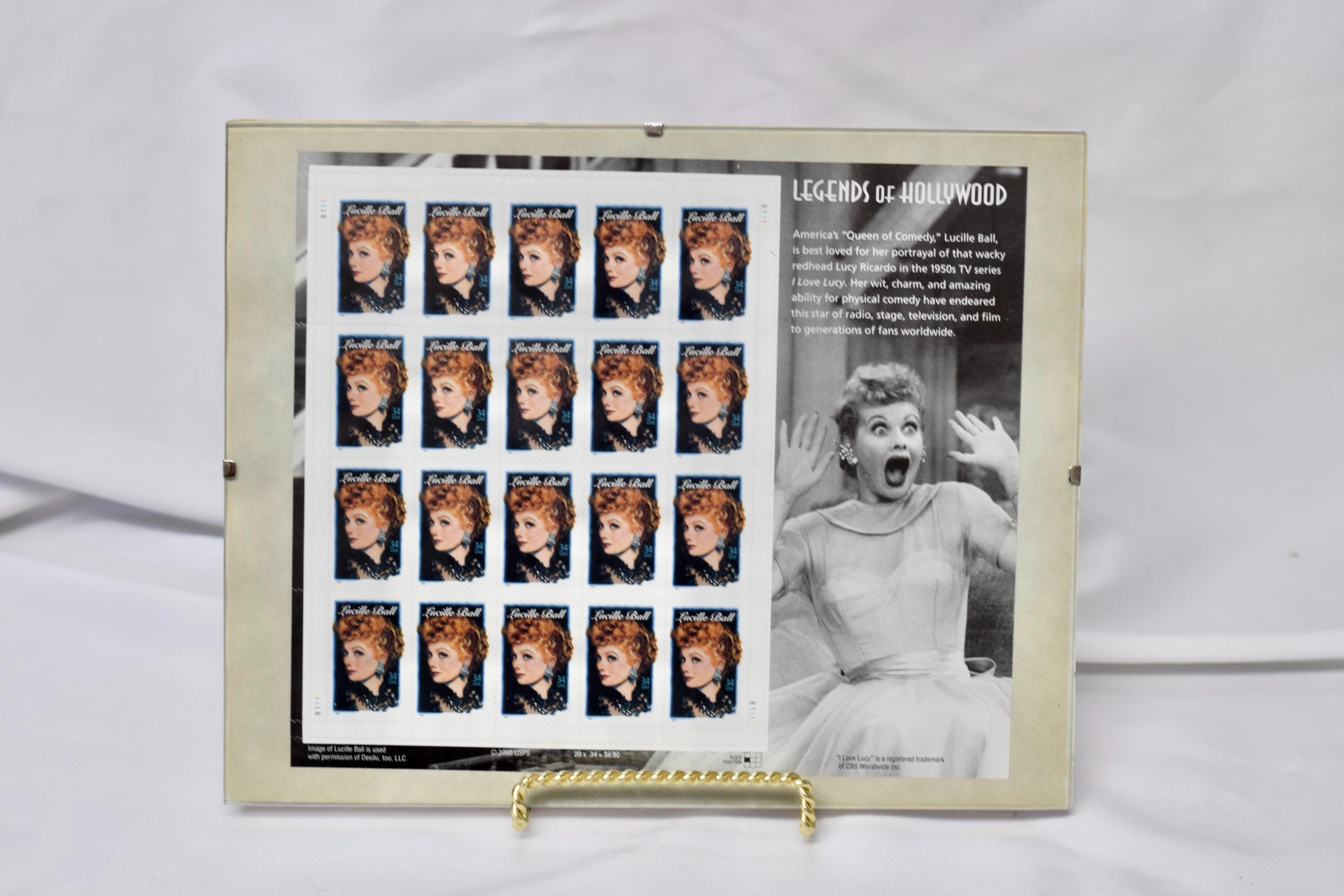 2000 Lucille Ball Stamp Sheet USPS Legends of Hollywood I Love Lucy Memorabilia
