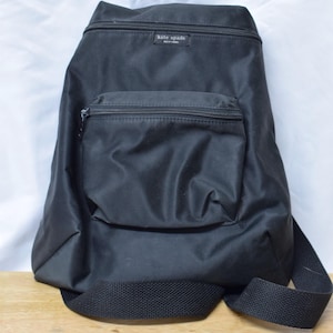 Vintage Kate Spade Black Nylon Backpack | Minimalist Designer Bag | Y2K Style Travel Daypack
