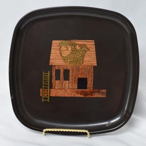 Vintage Couroc Tray | Square Fish Shack Design | Mid Century Modern Barware