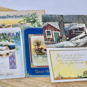 Set of 5 Vintage Postcards | Floral, Landscape, and Greeting Cards | All Used 1900s–1940s