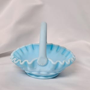 Vintage Westmoreland Satin Blue Basket | Vintage Blue Basket | Paneled Grape Basket | Vintage Westmoreland
