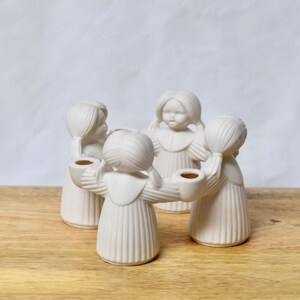 Vintage Goebel Four Girls Candle Holder | Circle of Friends Figurine | Ceramic Girl Sculpture | German Folk Art Style