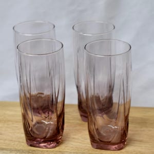 Set of 4 Libbey Imperial Plum Pink Glasses | Vintage Tall Tumbler Drinkware | Vintage Libbey Glassware | Vintage Pink Glasses
