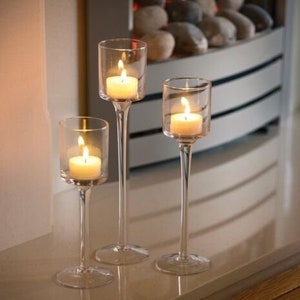 Luxury 3 Set Tall Glass Candle Holder l Centrepiece l Tea Light l Wedding Décor