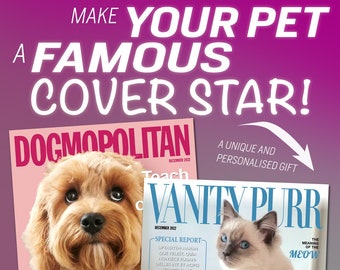 Personalized Dog / Cat / Send your photo for a Pet Print Magazine Cover | Portraits | Custom | Make my pet Famous