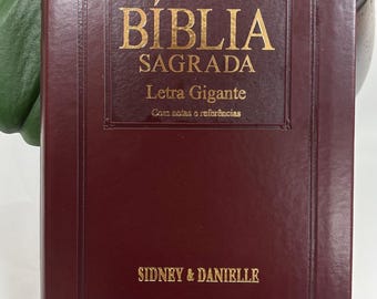 Bíblia Sagrada ARA Letra Gigante Personalizada / Capa Marrom Couro Sintético / Índice / Bíblia em Português