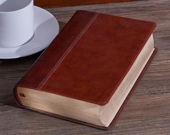 Personalized Brown Faux Leather KJV Bible | Giant Print, Thumb Index