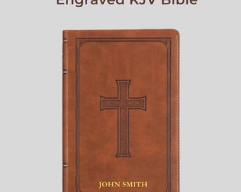 Biblia de regalo personalizada KJV Deluxe marrón miel / Índice de pulgar de la versión King James