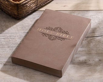 Biblia KJV personalizada en color canela (versión King James), regalo, premio, graduación, nombre cristiano grabado