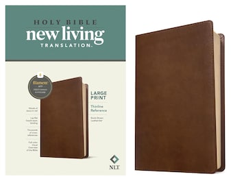 Personalized NLT Large Print Thinline Bible Brown |  Red Letter |