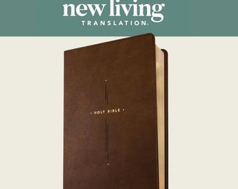 Personalized NLT Large Print Thinline Center-Column Reference Bible | Brown Holy Cross