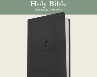 Personalized NLT Large Print Thinline Bible – Black Cross LeatherLike Cover