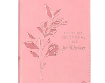 Personalized NLT Women's Devotional Bible | Pink Floral Vegan Leather, Engraved Christian Gift