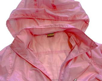 Pink Hooded Long Windbreaker