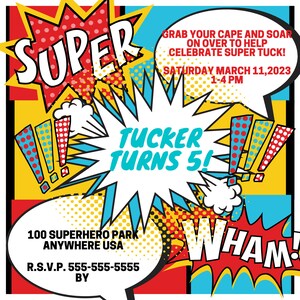 Super Hero Birthday Invitation