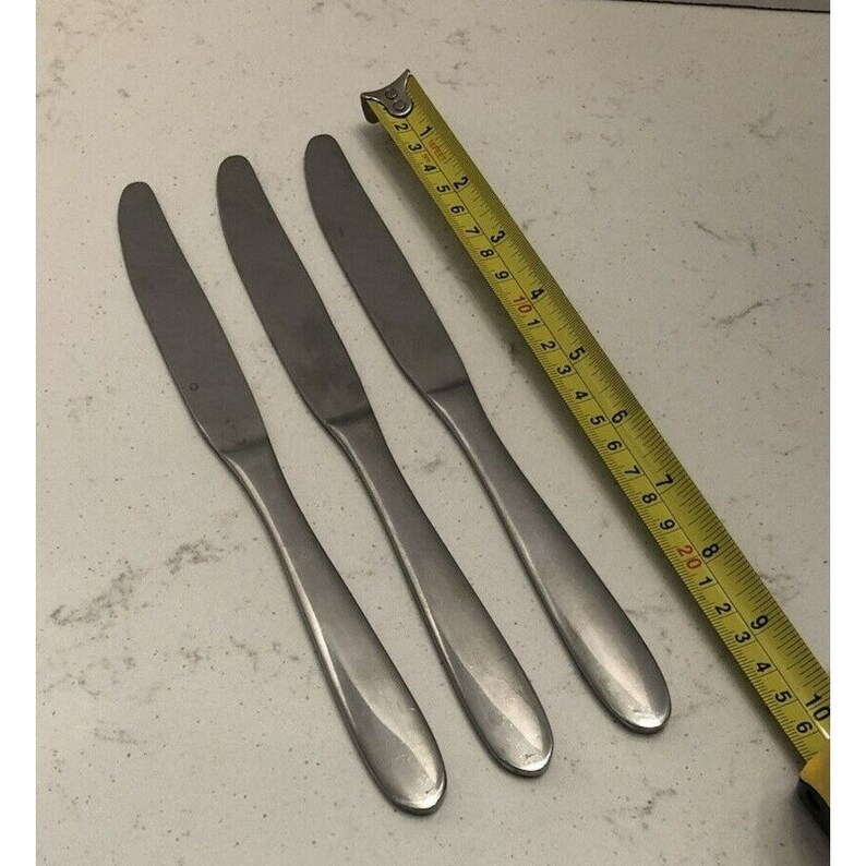 Stainless Steel Dinner Knives Unknown Pattern Round Handle Tip Etsy