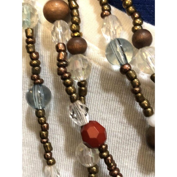 Statement Multistrand Copper Colored Beaded Rhine… - image 8