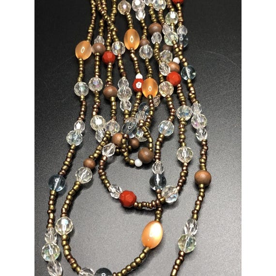 Statement Multistrand Copper Colored Beaded Rhine… - image 1