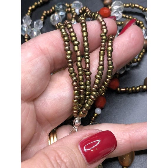 Statement Multistrand Copper Colored Beaded Rhine… - image 6
