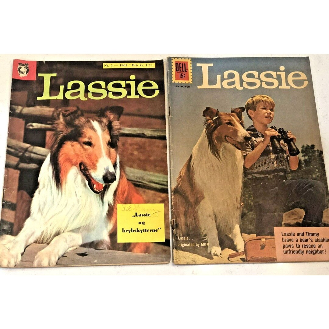 Vintage LASSIE Comic Book Lot of 2 Dell 1961 and