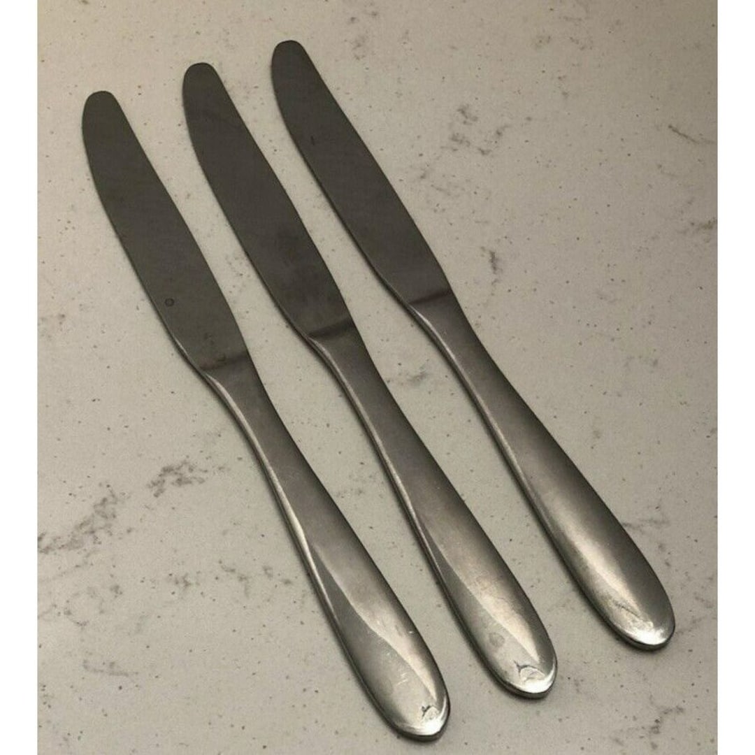 Stainless Steel Dinner Knives Unknown Pattern Round Handle Tip Etsy